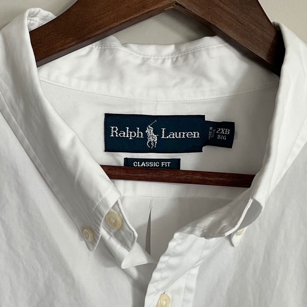 Ralph Lauren Mens 2XB Big Classic Fit White Oxford Button Down Shirt Long Sleeve - Picture 2 of 6